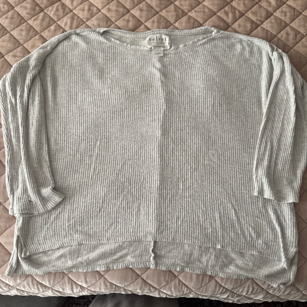 Velvet by Graham & Spencer Heather Gray Ribbed Top